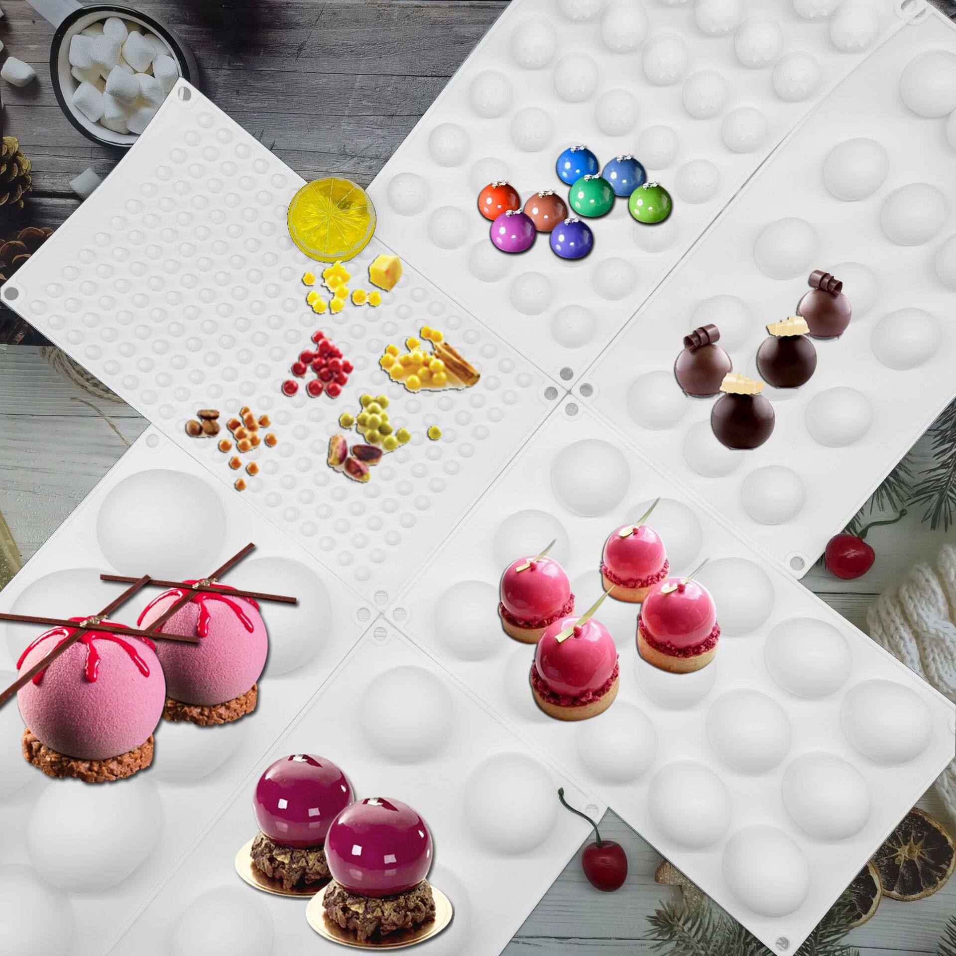 高圆球慕斯蛋糕矽胶模具 月饼夹心圆形巧克力甜点雪糕冰球烘焙模