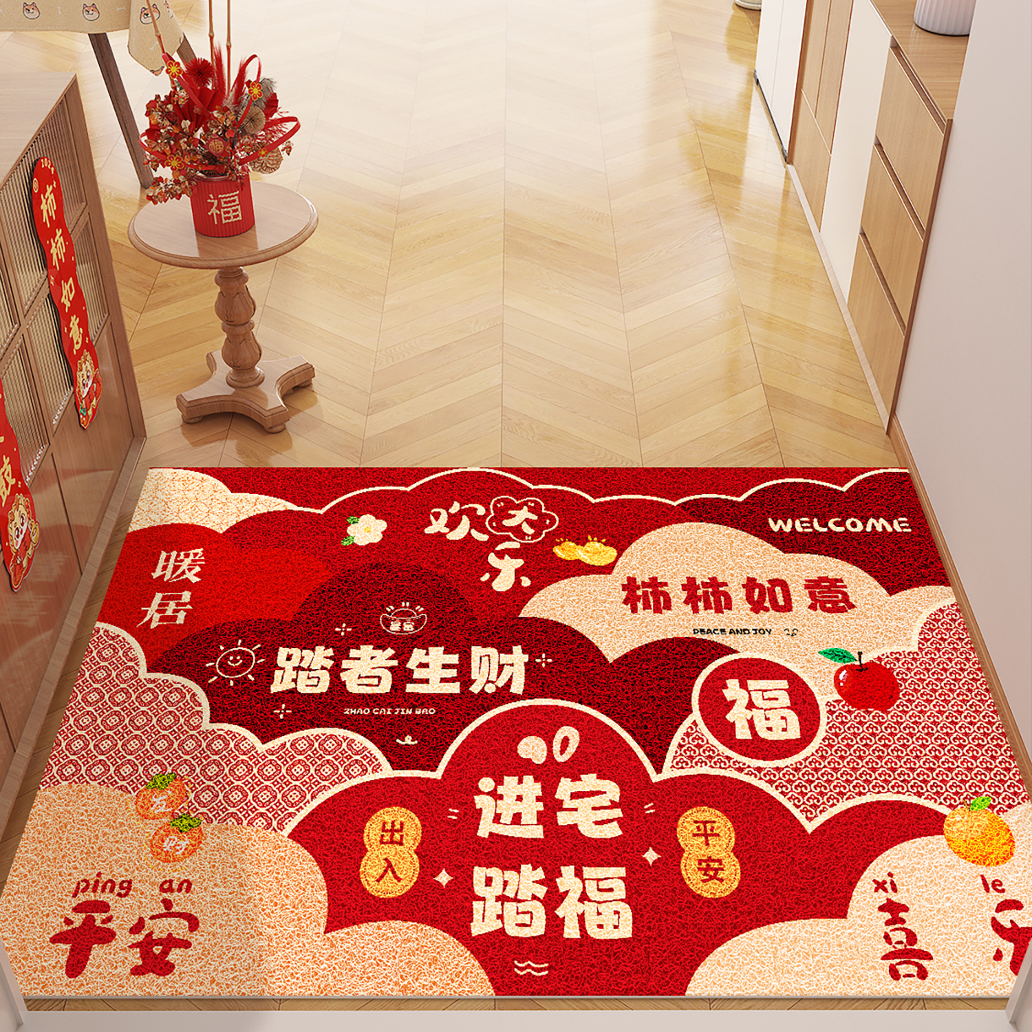 红色丝圈入户地垫蹭土防滑