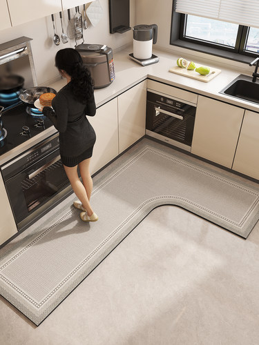简约厨房地垫L型耐脏防滑硅藻泥吸水垫现代轻奢家用l形厨房地毯垫