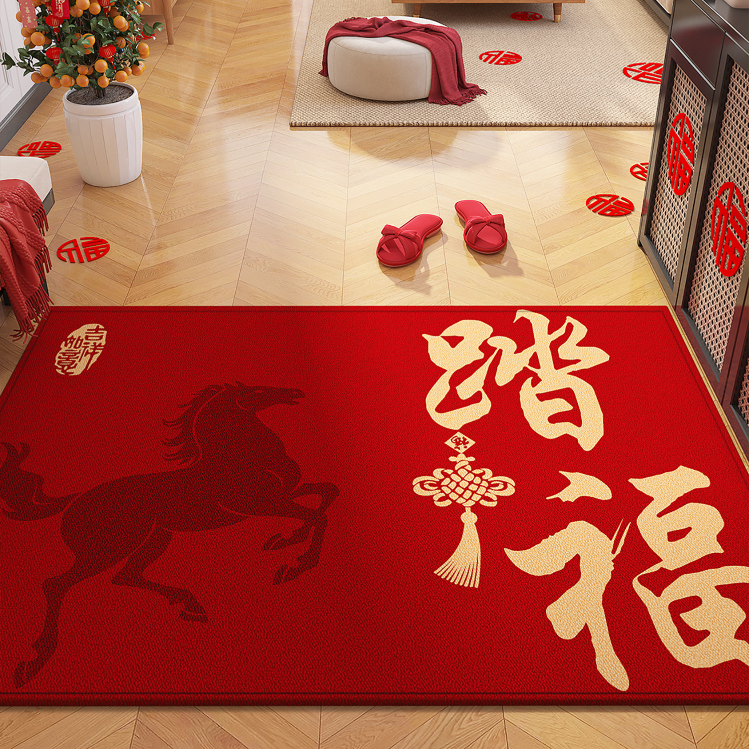 入户门地垫马年红色喜庆进门门口耐脏脚垫2026新年玄关地毯入门垫,居家布艺,入户地垫,淘宝优惠券,粉丝福利购,淘宝优惠卷