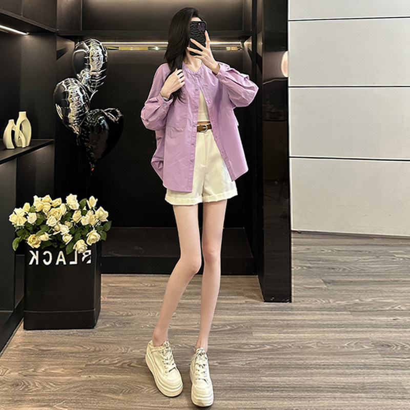设计感时尚单排扣女款春季新款欧货时尚百搭休闲时尚灯笼长袖衬衣