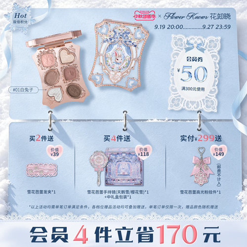 【中秋团圆季】花知晓邦尼花园哑光珠光粉质细腻六色眼影旗舰店