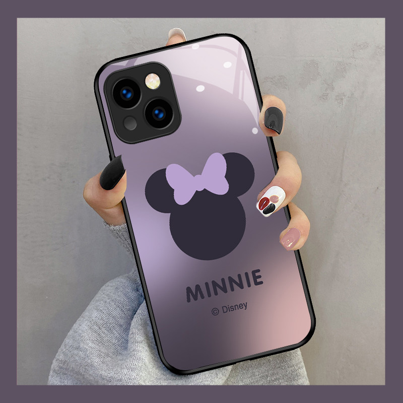 暗夜紫米妮适用iphone16promax手机壳苹果13卡通15玻璃12新款mini情侣xs防摔xr网红女7p硅胶8pl