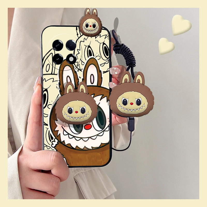 手机壳卡通手绘立体趴趴拉布布带支架挂绳