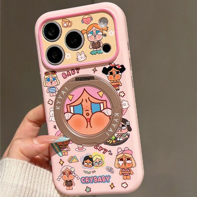卡通丑萌哭娃适用oppoa6手机壳a5pro液态a3硅胶a2带a2m活力版a5x旋转a6gt磁吸a6i支架a58镂空por搞怪趣味0pp0
