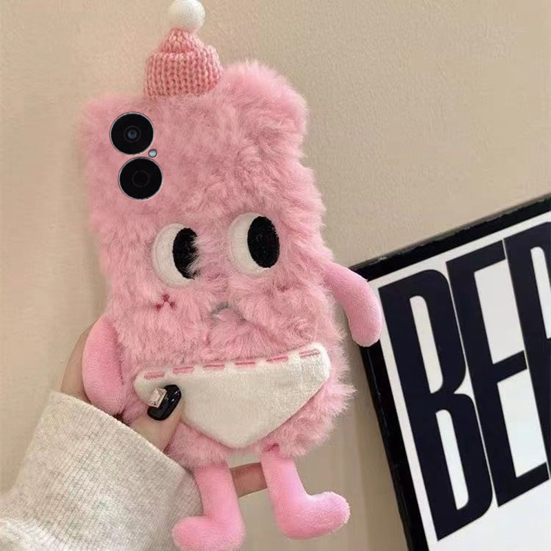 毛绒款小怪兽适用华为畅享70x手机壳80粉色60pro畅玩20立体50plus秋冬10e新款9s搞怪8麦芒40毛茸30冬天70z女p
