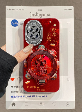 红色财神爷适用华为nova15手机壳nove14ultra新年13pro立体12se旋转11por葫芦10支架9卡通8冰川纹7硅胶6软壳5