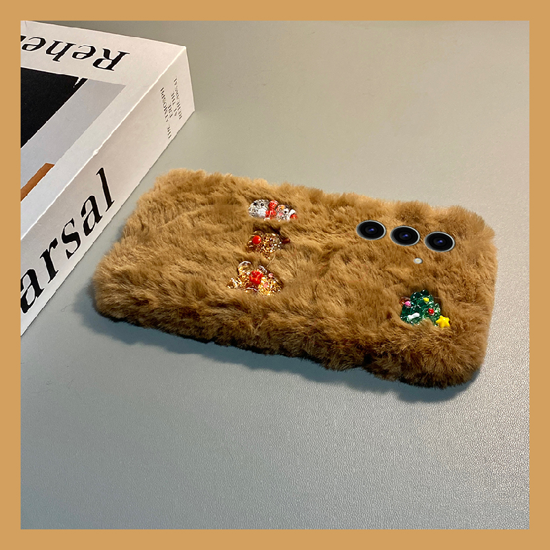 手机壳秋冬毛绒卡通圣诞树雪人麋鹿姜饼人