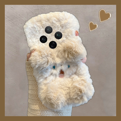 秋冬毛绒小狗适用vivox300pro手机壳x200ultra立体x100spro毛茸茸x90卡通x9plus可爱x21i冬天x60毛毛x80/vivo