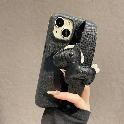 卡通小马手腕带适用opporeno15pro手机壳reno14新年reon13马年12带11挂绳10荔枝纹9仿皮8皮纹7se硅胶6十oppo