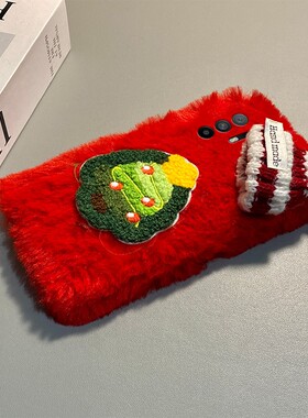 ins风圣诞树帽子适用oppoa6pro手机壳a6max秋冬a6gt毛绒a6i红色a93s简约a58x立体a92s毛茸茸a72a32冬天a11a5