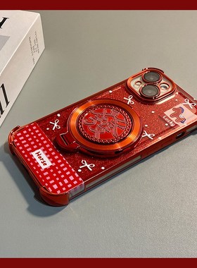 2026马年发财适用oppo一加ace6手机壳1+ace6新年红色0pp0旋转支架十oneplus潮牌本命年闪粉新款防摔硅胶软壳p