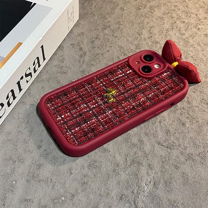 2026红色蝴蝶结适用opporeno15手机壳reno14新年13pro+绒布12por带11挂绳10立体9小马8小香风7se硅胶6十oppo