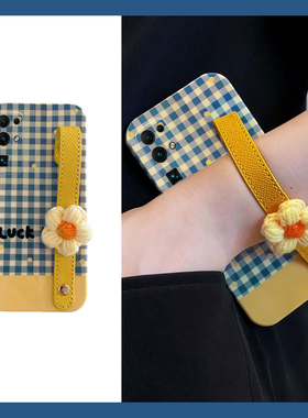ins风适用华为荣耀v30pro手机壳麦芒30蓝色30pro+格纹x30i立体x20se针织20s花朵10i腕带v10手绳9x新款十硅胶p