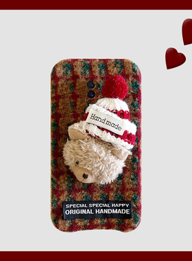 秋冬毛绒小熊适用oppor17手机壳r15卡通r11splus红色r11s条纹r9冬天r9plus绒布r7s毛茸茸r15x立体r17pro/oppo