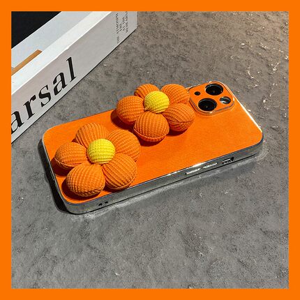 ins风毛绒花朵适用opporeno15手机壳reno14pro橙色reon13牛仔纹12立体11带10por+挂绳9简约8小众7se女6十oppo