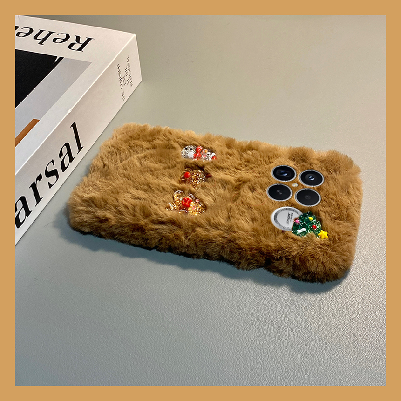 手机壳秋冬毛绒卡通圣诞树雪人麋鹿姜饼人