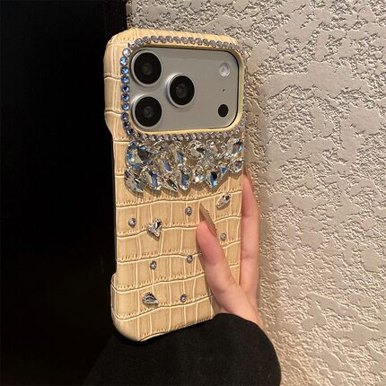 黄色格子鳄鱼纹适用opporeno15手机壳reno14立体reon13奢华12水钻11闪钻10pro+仿皮9皮纹8新款7se女5k十oppo