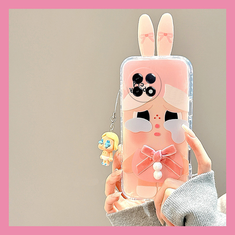 适用小米红米k80pro+手机壳turbo4卡通k70s哭娃k60e女孩k50蝴蝶结k30i立体12c耳朵带挂件至尊版十redmik硅胶p