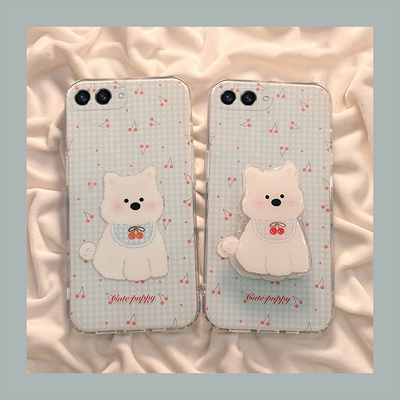 适用三星zflip7手机壳zflip7fe卡通zfold7立体折叠屏西高地galaxy小狗huawei带支架樱桃格子可爱狗狗新款硅胶