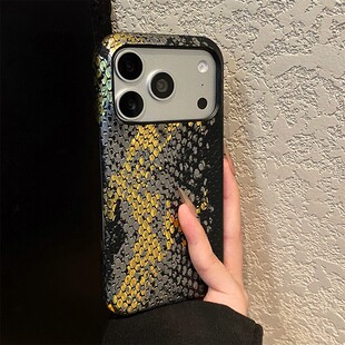 黑色渐变蟒蛇纹适用三星a91手机壳a90烫金a82a70奢华a81a55a35简约a52s高级感a05s仿皮a20e皮纹a10s十galaxy