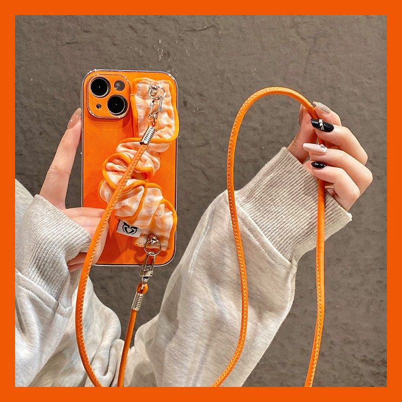 手机壳硅胶皱纹手腕腕带斜跨挂绳