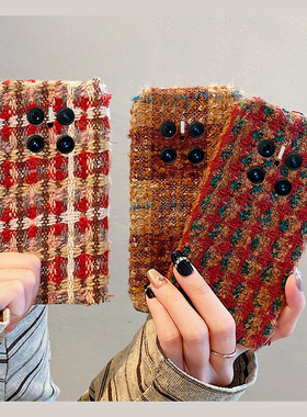 秋冬撞色条纹绒布适用华为mate60手机壳mete70pro+红色40e毛绒30epro线条20x冬季10暖手9毛茸茸十50rs保时捷p