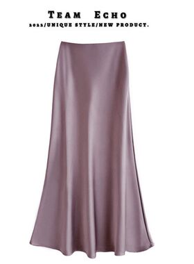 高腰显瘦中长款缎面醋酸丝滑半身裙2024春夏新款包臀鱼尾A字长裙