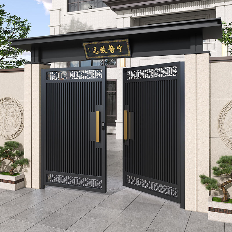 铝艺现代简约百叶别墅庭院双开门