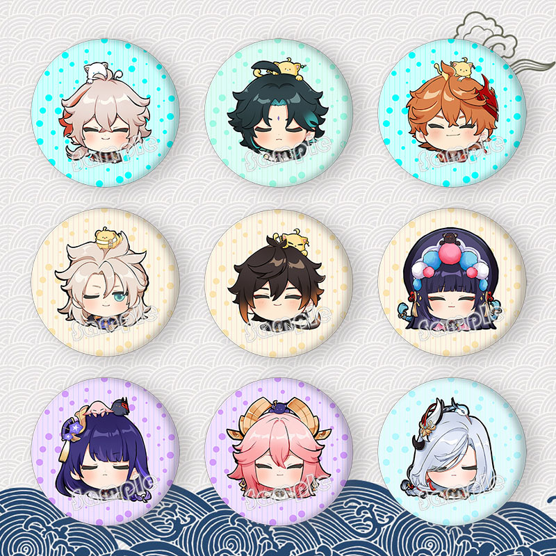 原神周边徽章申鹤云堇钟离大头款可爱二次元动漫游戏胸针礼品挂饰