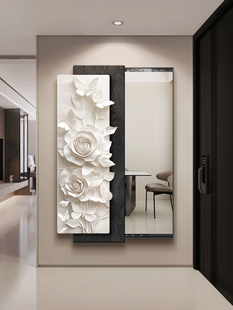 现代简约推拉式隐藏式全身镜挂画隐藏式梳妆镜入口入口装饰