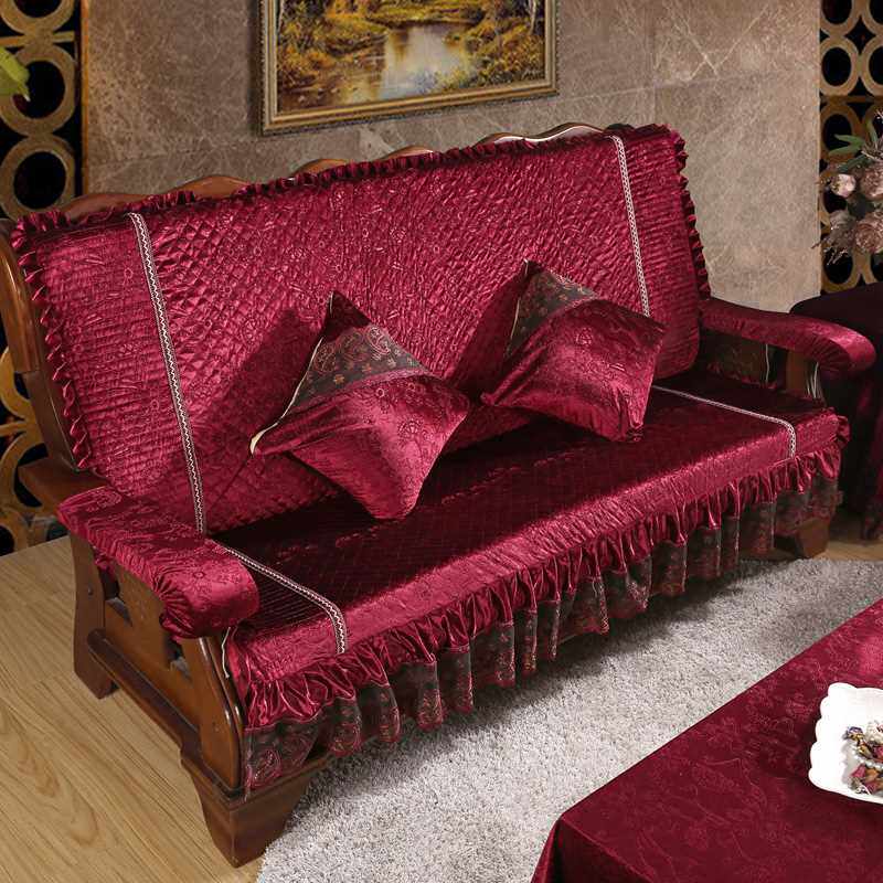 高档实木沙发垫带靠背加厚木质椅红木沙发坐垫中式春秋椅三人连体