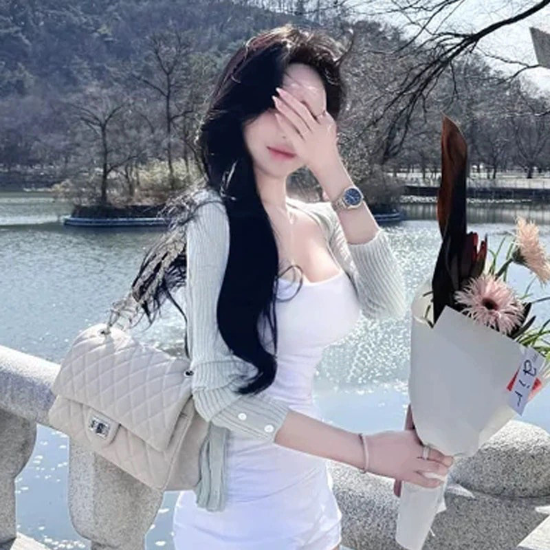 순수한 욕망 단추 얇은 약간 투명한 긴 소매 니트 가디건 여성 여름 새로운 다목적 겉옷 에어컨 셔츠 태양 보호 의류