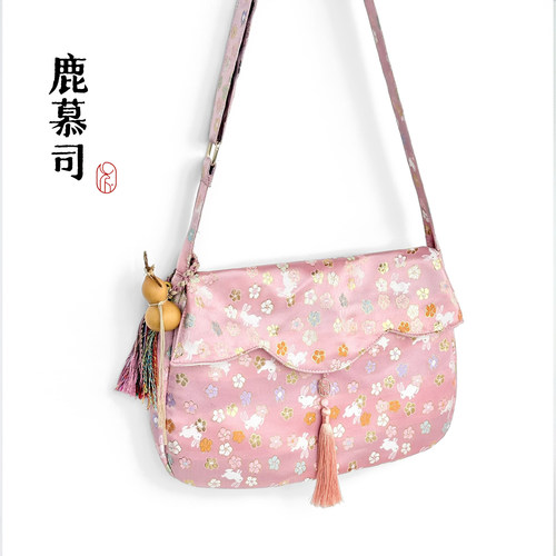 原创汉服货郎包莲花包唐风斜挎布包可调节包带可装13寸电脑A4纸