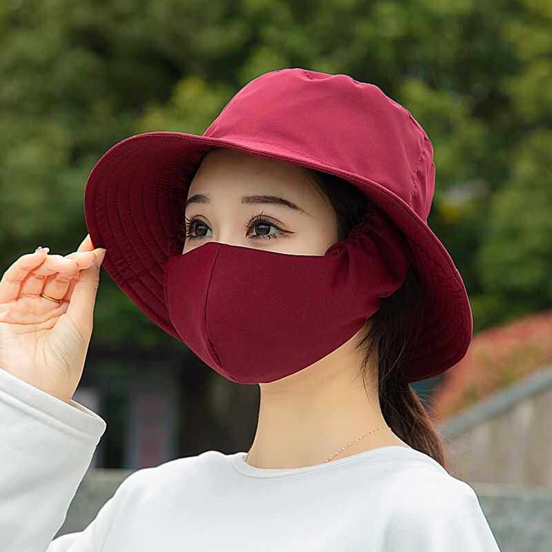 2026新款防晒口罩一体帽女夏季骑车防风遮阳帽户外采茶工作干活帽