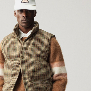 纽约高端A1D英格兰羊毛细格高蓬90鹅绒马甲羽绒男女背心秋冬