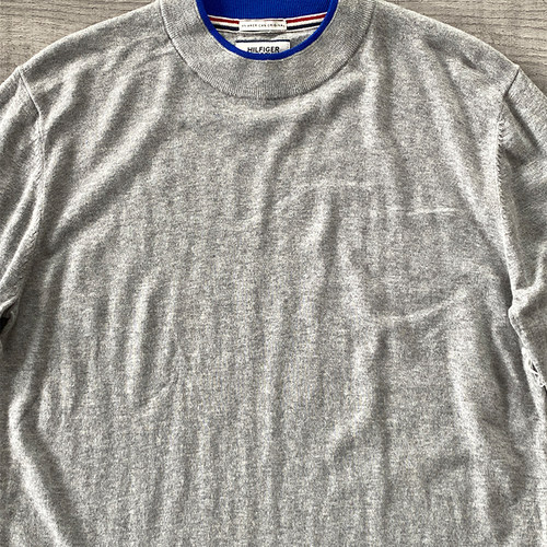 美系三色旗常青藤棉混纺圆领针织毛衣男MT358中长款