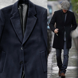 北欧轻奢秋冬季切斯特中长款羊毛呢大衣男单排扣外套