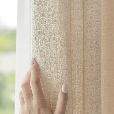 山禾法式奶油风亚麻半遮光窗帘