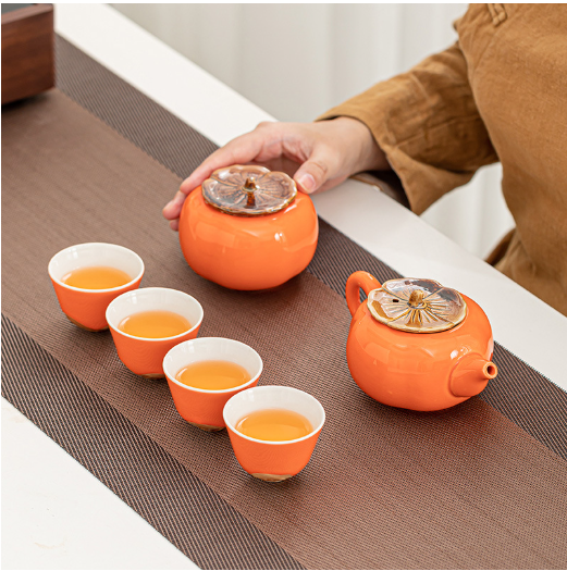 柿柿如意茶具套装柿子茶壶茶杯