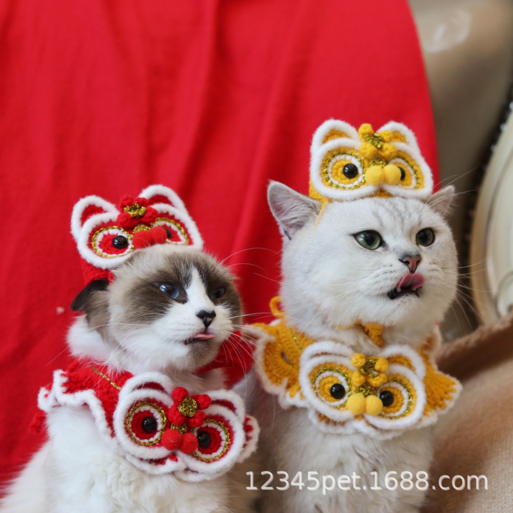新年醒狮宠物围脖帽子春