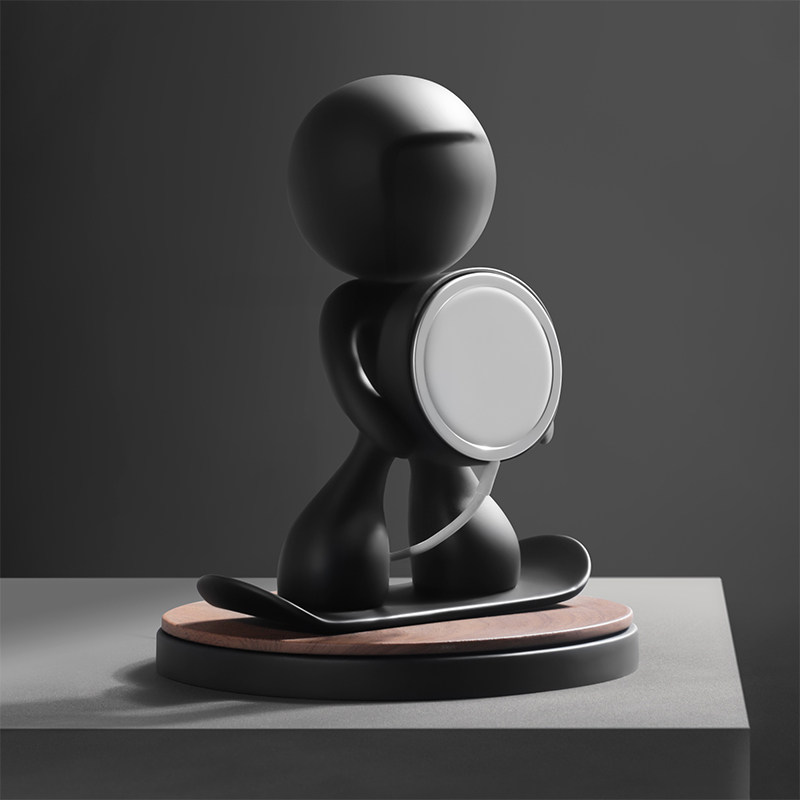 创意Magsafe磁吸手机支架无线充电器雪板人桌面架支架直播摆件