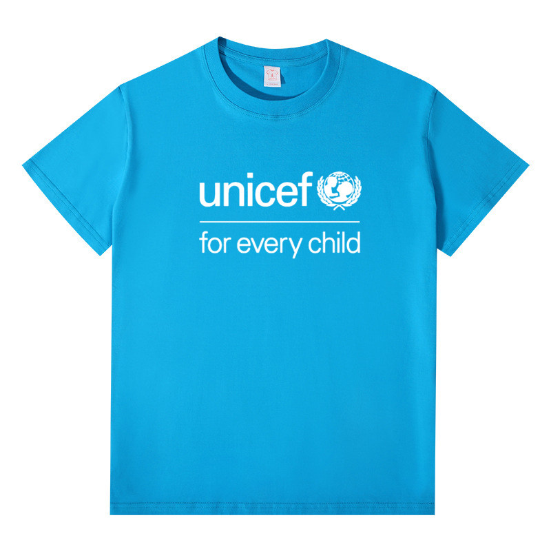 联合国儿童基金会UNICEF周边纯棉短袖 梅西同款半袖T恤衫男女衣服
