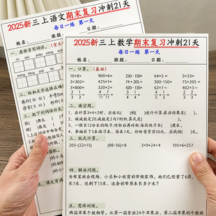 25新人教版 三年级上册语数期末冲刺知识点复习测试全套每日一练