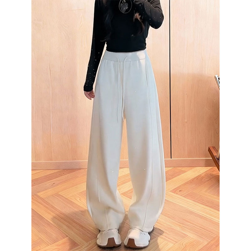 加绒加厚满天星烫钻阔腿裤女2025