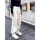 宽松百搭休闲弯刀长裤 女2026新款 牛仔裤 小众高级感白色多口袋工装