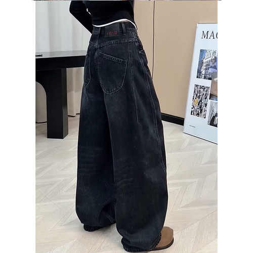 秋冬新款复古高腰弯刀牛仔裤女