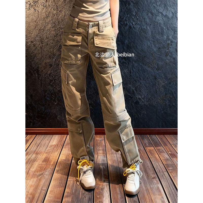 设计感工装风多口袋直筒休闲裤女2026早春时尚百搭通勤显瘦牛仔裤,女装/女士精品,大码裤装,淘宝优惠券,粉丝福利购,淘宝优惠卷