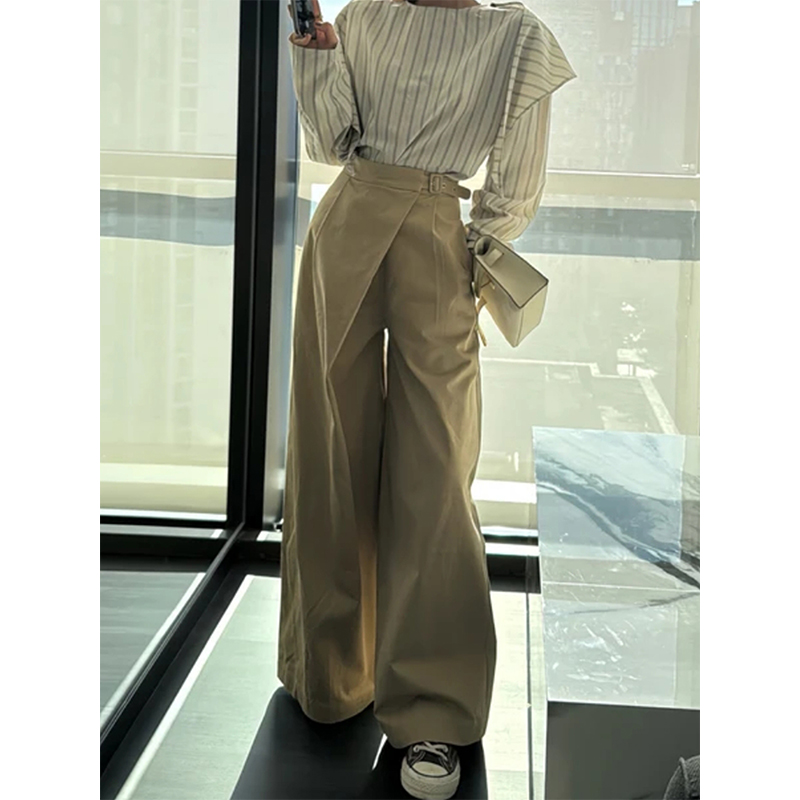 简约小众不规则高腰休闲裤女2025