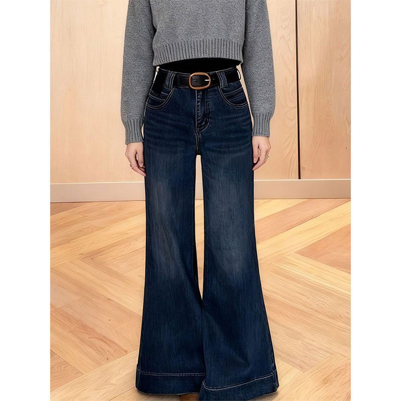 高腰显瘦阔腿牛仔裤女